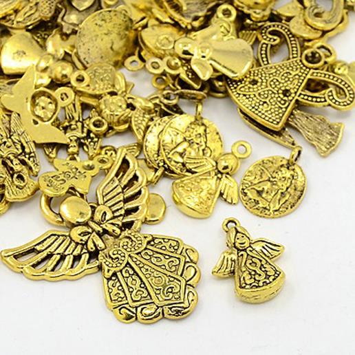 TIBETAN STYLE GOLD ANGEL / FAIRY CHARMS PENDANTS 30g RANDOM MIX shape C179