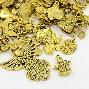 TIBETAN STYLE GOLD ANGEL / FAIRY CHARMS PENDANTS 30g RANDOM MIX shape C179