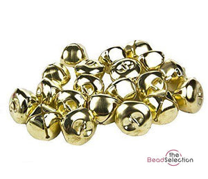 80 GOLD RINGING JINGLE BELLS CHARMS 10mm XMAS TOP QUALITY BELL7