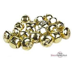 10 LARGE GOLD RINGING JINGLE BELLS CHARMS 25mm XMAS TOP QUALITY BELL16