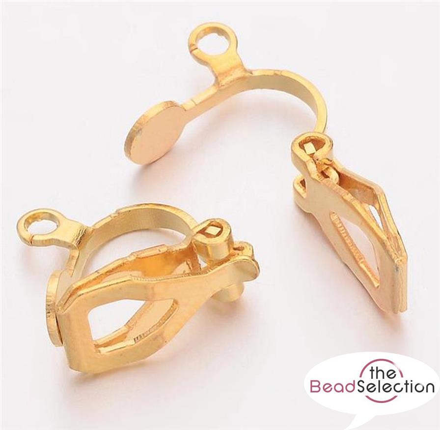 20 CLIP ON EARRINGS WITH LOOPS 13mm GOLD PLATED JEWELLERY MAKING AB16