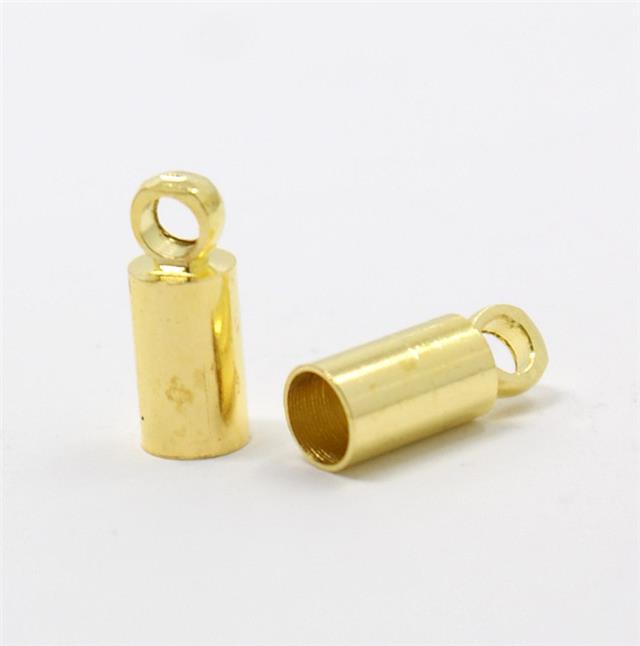 30 CORD END CAPS BAIL TIPS 9mm x 4mm HOLE 3mm GOLD PLATED ( AM10 )