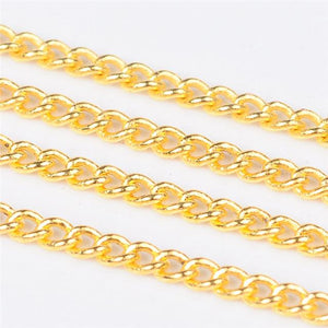 GOLD PLATED FINE CURB CHAIN 2mm x 1.5mm JEWELLERY MAKING CH4