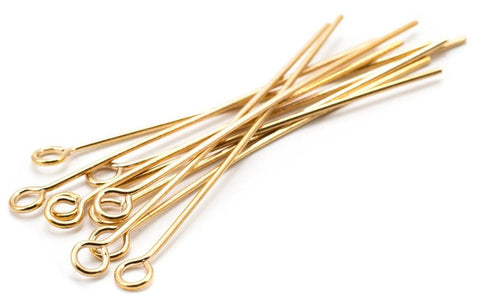 EYE PINS 30mm 200/ 35mm 200/ 40mm 175/  50mm 150/ 60mm  100 x 0.7mm GOLD PLATED