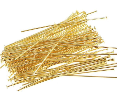 100 70mm LONG HEAD PINS 0.7mm GOLD Plated FINDINGS JEWELLERY MAKING