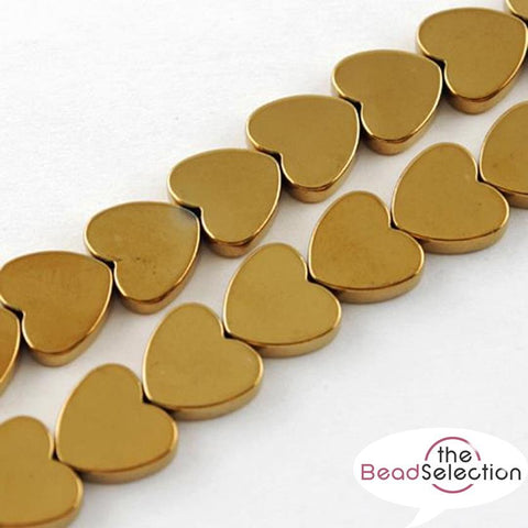 PREMIUM QUALITY GOLD FLAT HEART HEMATITE BEADS 6mm HEM27