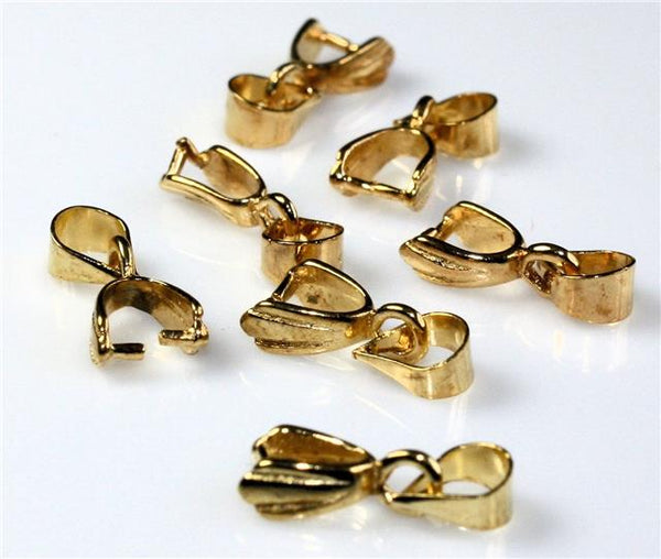 20 Pendant Pinch Bails 15mm x 5mm  Silver / Gold Plated Jewellery Making