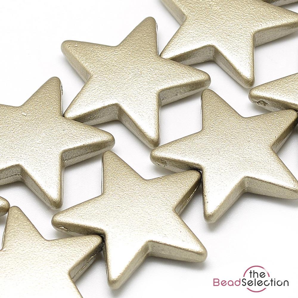 10 LARGE 28mm ACRYLIC STAR BEADS GOLD TOP QUALITY ACR133