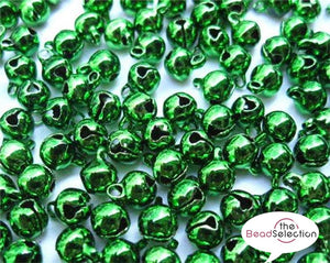 50 GREEN RINGING JINGLE BELLS CHARMS 14mm XMAS TOP QUALITY BELL11