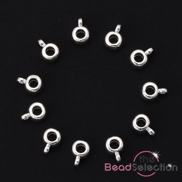 30 Charm Pendant Hanger Bails Silver Plated 9mm x 5mm Hole 3mm AK32