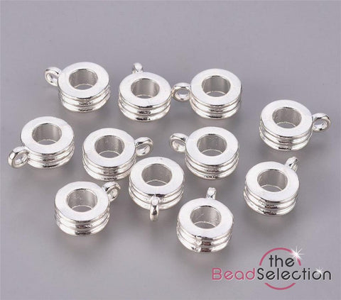 20 Charm Pendant Hanger Bails Silver Plated 12mm x 9mm Large Hole 5mm AK33