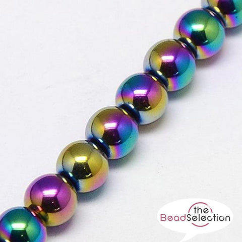 PREMIUM QUALITY 70 RAINBOW ROUND HEMATITE BEADS 6mm JEWELLERY MAKING HEM21