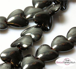 PREMIUM QUALITY LARGE HEART HEMATITE BEADS 20mm 10 per bag HEM40