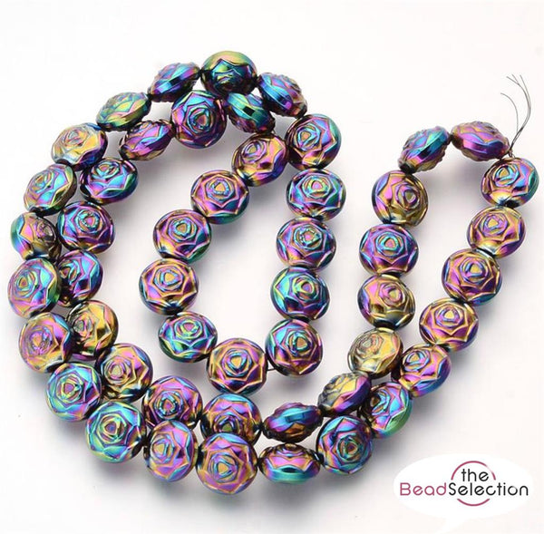 20 Rainbow Hematite Rose Flower Beads 8mm Jewellery Making HEM61