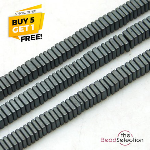 100 Tiny Hematite Beads Black Flat Square 3mm NonMagnetic Jewellery Making HEM64