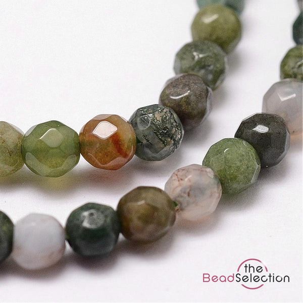 INDIAN AGATE FACETED ROUND GEMSTONE BEADS 4mm 1 STRAND 90+ Beads GS129