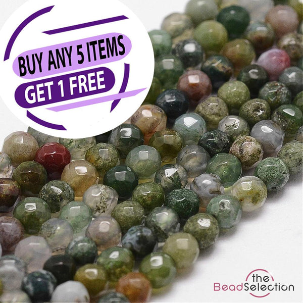 INDIAN AGATE FACETED ROUND GEMSTONE BEADS 4mm 1 STRAND 90+ Beads GS129