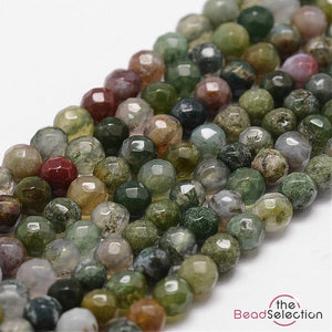 INDIAN AGATE FACETED ROUND GEMSTONE BEADS 4mm 1 STRAND 90+ Beads GS129
