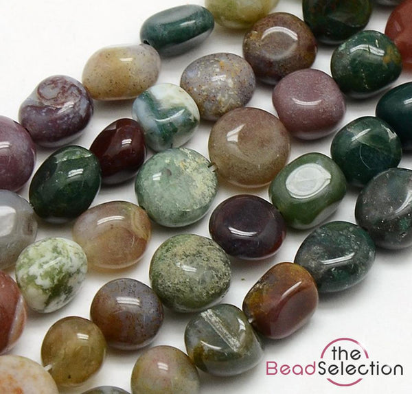 Indian Agate Gemstone Tumbled Nugget Chip Beads 8mm-13mm 1 Strand 45+ GC58