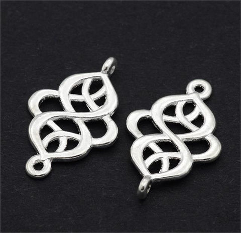 10 TIBETAN STYLE INFINITY BEAD CONNECTORS / LINKS 28mm SILVER PLATED  C247