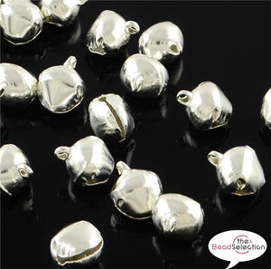100 SILVER RINGING JINGLE BELLS CHARMS 9mm XMAS TOP QUALITY BELL2