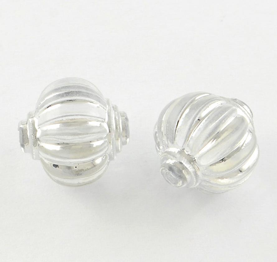 20 SILVER LACED LANTERN BEADS ROUND LARGE 14mm jewellery making ACR161