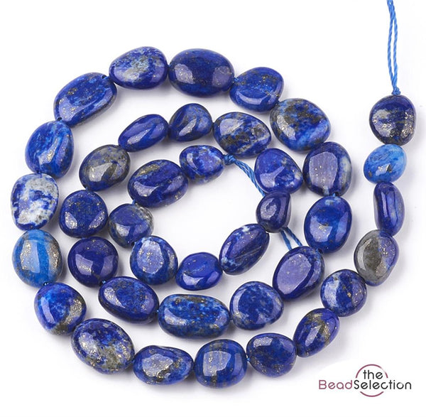 45+ LAPIS LAZULI TUMBLED NUGGET GEMSTONE CHIP BEADS 6mm - 12mm 1 STRAND GC34