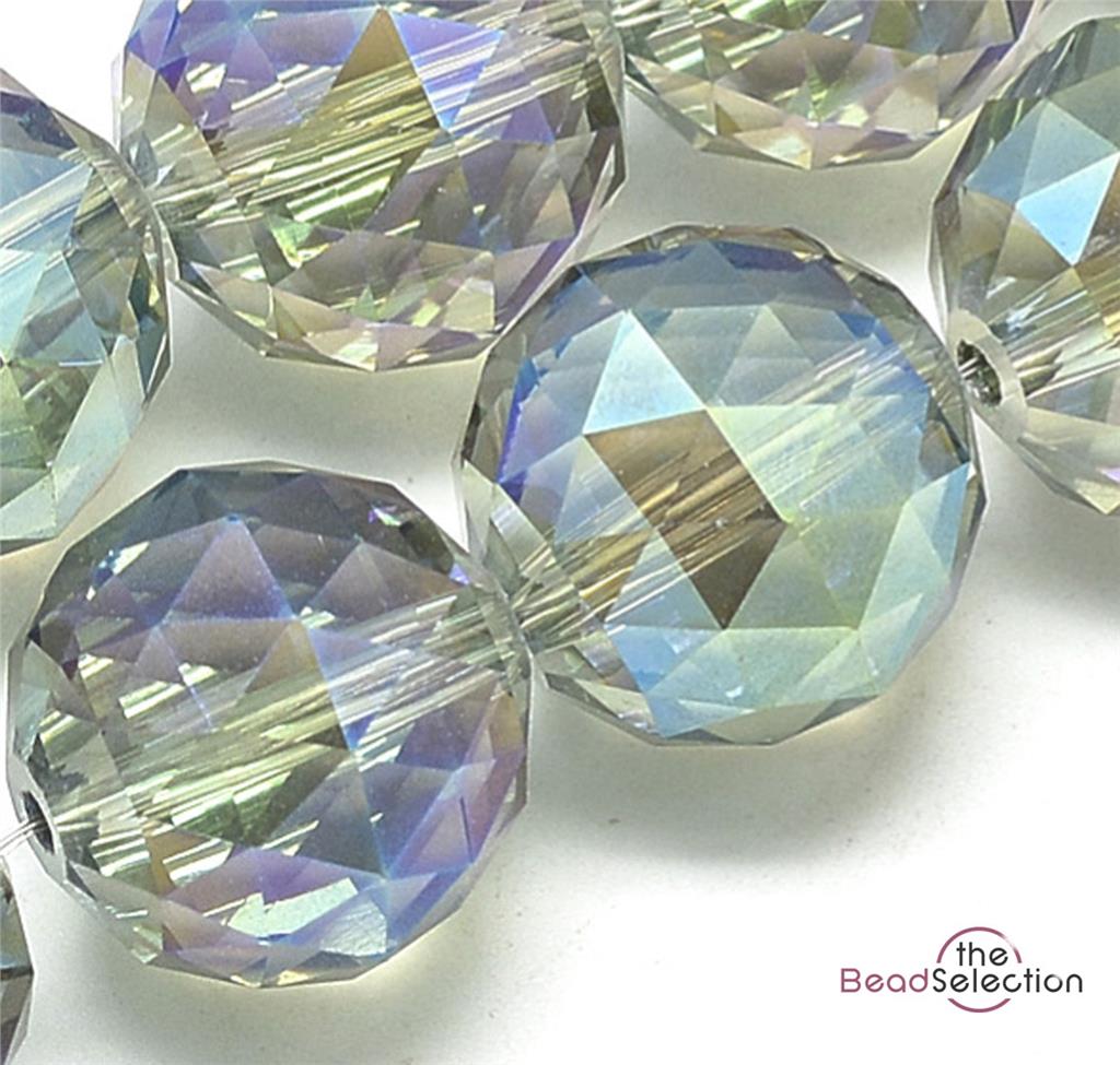 2 LARGE 20mm FACETED CRYSTAL GLASS BEADS BLUE 'AB' SUN CATCHER PENDANT GLS109