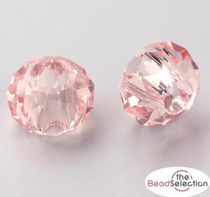 10 FACETED 14mm PINK RONDELLE GLASS BEADS LARGE HOLE 5mm Jewellery making GLS9