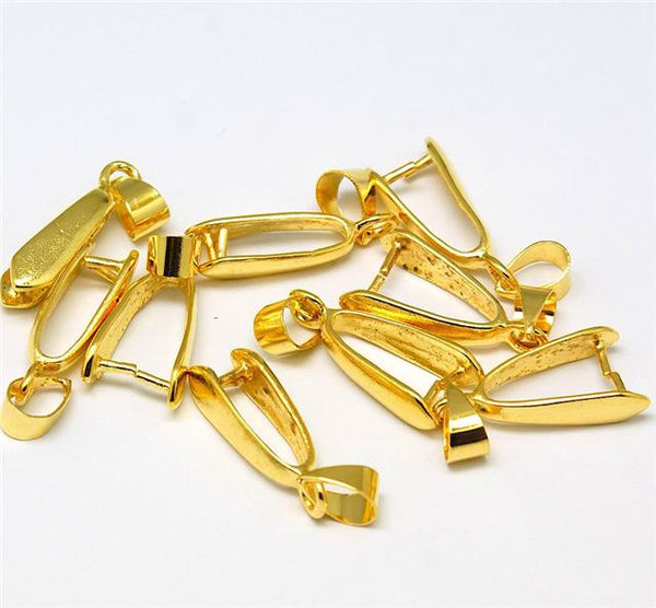TOP QUALITY LARGE PENDANT PINCH BAILS 19mm x 10mm  GOLD PLATED AK9