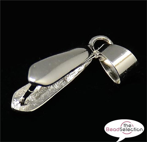 LARGE PENDANT PINCH BAILS 19mm x 10mm SILVER PLATED JEWELLERY MAKING AK27