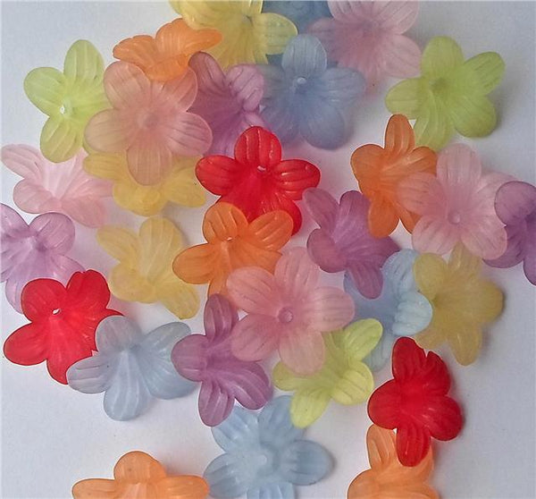 TOP QUALITY 25 LARGE FROSTED LUCITE ACRYLIC FLOWER  BEADS 25mm LUC9
