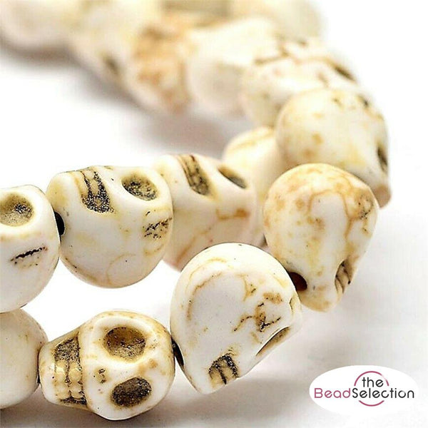 25 LARGE SKULL BEADS 15mm SYNTHETIC HOWLITE JEWELLERY MAKING MSC13