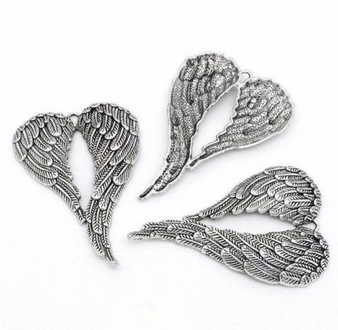 LARGE ANGEL WINGS CHARMS PENDANTS TIBETAN SILVER 70mm TOP QUALITY C134