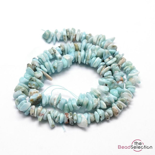 LARIMAR NATURAL GEMSTONE CHIP BEADS 10mm-5mm 1 STRAND GC76