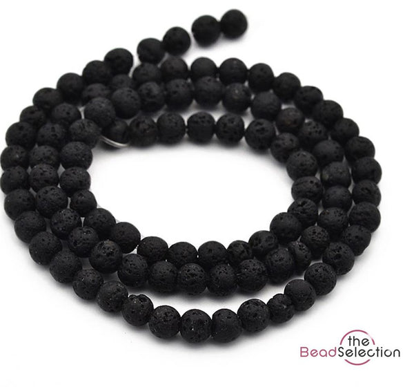 PREMIUM QUALITY BLACK LAVA ROCK ROUND GEMSTONE BEADS 4mm 6mm 8mm 10mm PER STRAND