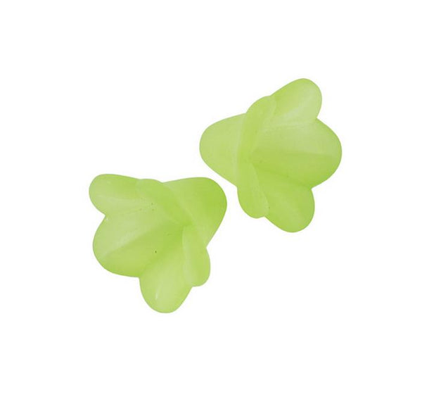 50 FROSTED LUCITE ACRYLIC FLOWER  BEADS 14mm LIME GREEN TOP QUALITY LUC22