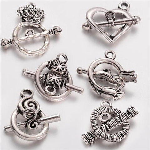 6 TOGGLE CLASPS LUXURY MIX TOP QUALITY TIBETAN SILVER AE3