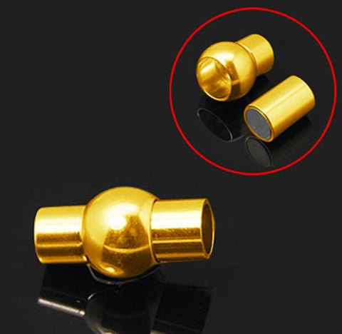 PREMIUM QUALITY LARGE GLUE IN MAGNETIC CLASP 6mm HOLE GOLD PLATED ( AF19 )