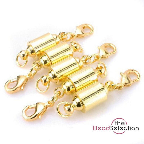 5 Magnetic Clasps With Lobster Clasps Very Strong Gold Plated  ( AF22 )