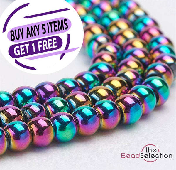 PREMIUM QUALITY 3mm MAGNETIC RAINBOW ROUND HEMATITE BEADS 145+ 1 STRING HEM67