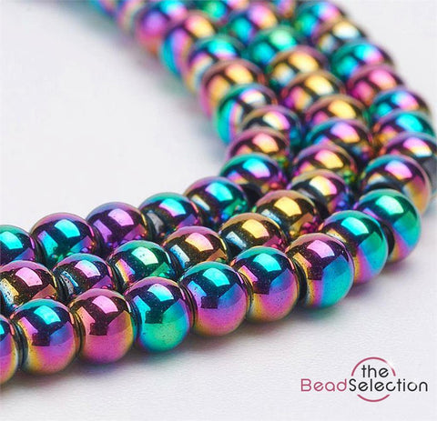 PREMIUM QUALITY 3mm MAGNETIC RAINBOW ROUND HEMATITE BEADS 145+ 1 STRING HEM67