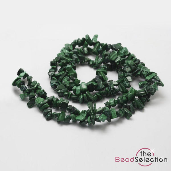 MALACHITE NATURAL GEMSTONE TUMBLED CHIP BEADS 10mm-5mm 1 STRAND GC74