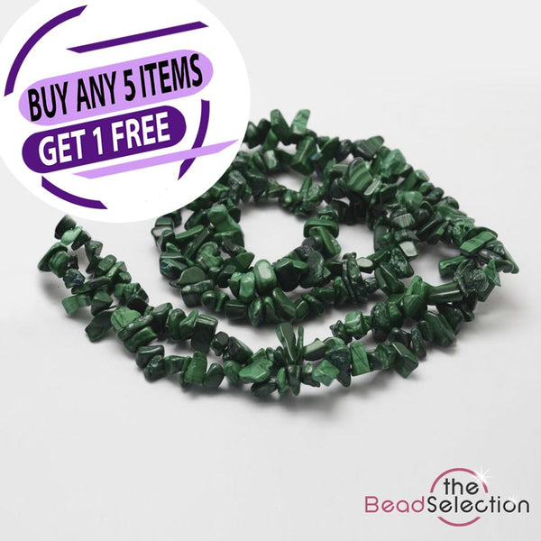 MALACHITE NATURAL GEMSTONE TUMBLED CHIP BEADS 10mm-5mm 1 STRAND GC74