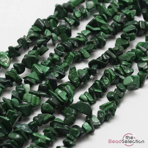 MALACHITE NATURAL GEMSTONE TUMBLED CHIP BEADS 10mm-5mm 1 STRAND GC74