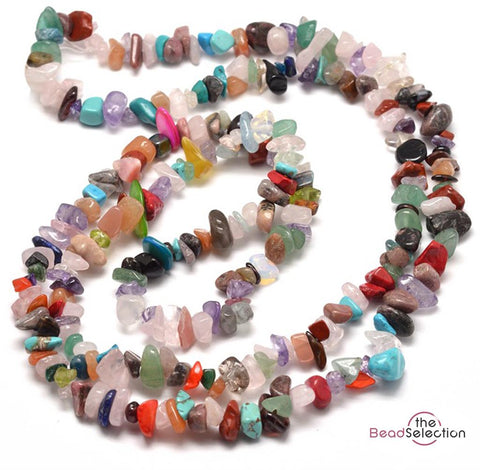 MIXED GEMSTONE CHIP BEADS 5mm - 8mm 1 strand 240+ GC38