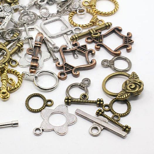10 TOGGLE CLASPS MIXED COLOUR & STYLE TOP QUALITY BRONZE SILVER GOLD COPPER AE8