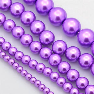 200 TOP QUALITY ORCHID PURPLE MIXED SIZE GLASS PEARL BEADS 4mm 6mm 8mm 10mm 12mm