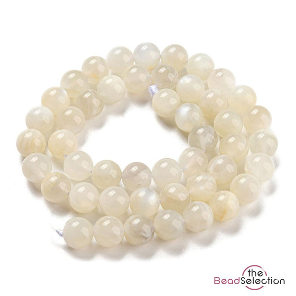 NATURAL WHITE MOONSTONE ROUND GEMSTONE BEADS 8mm 25 Beads GS173