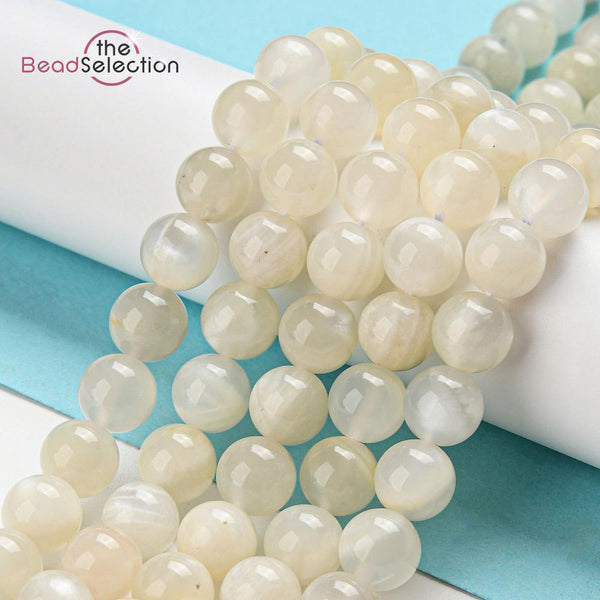 NATURAL WHITE MOONSTONE ROUND GEMSTONE BEADS 8mm 25 Beads GS173